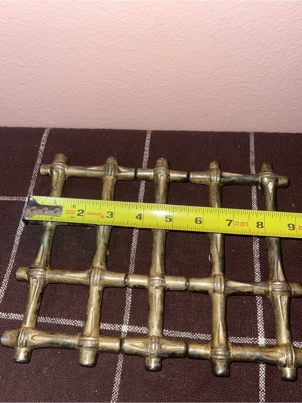 Leonard Silverplate Expandable Bamboo Trivet Made in Italy Vintage